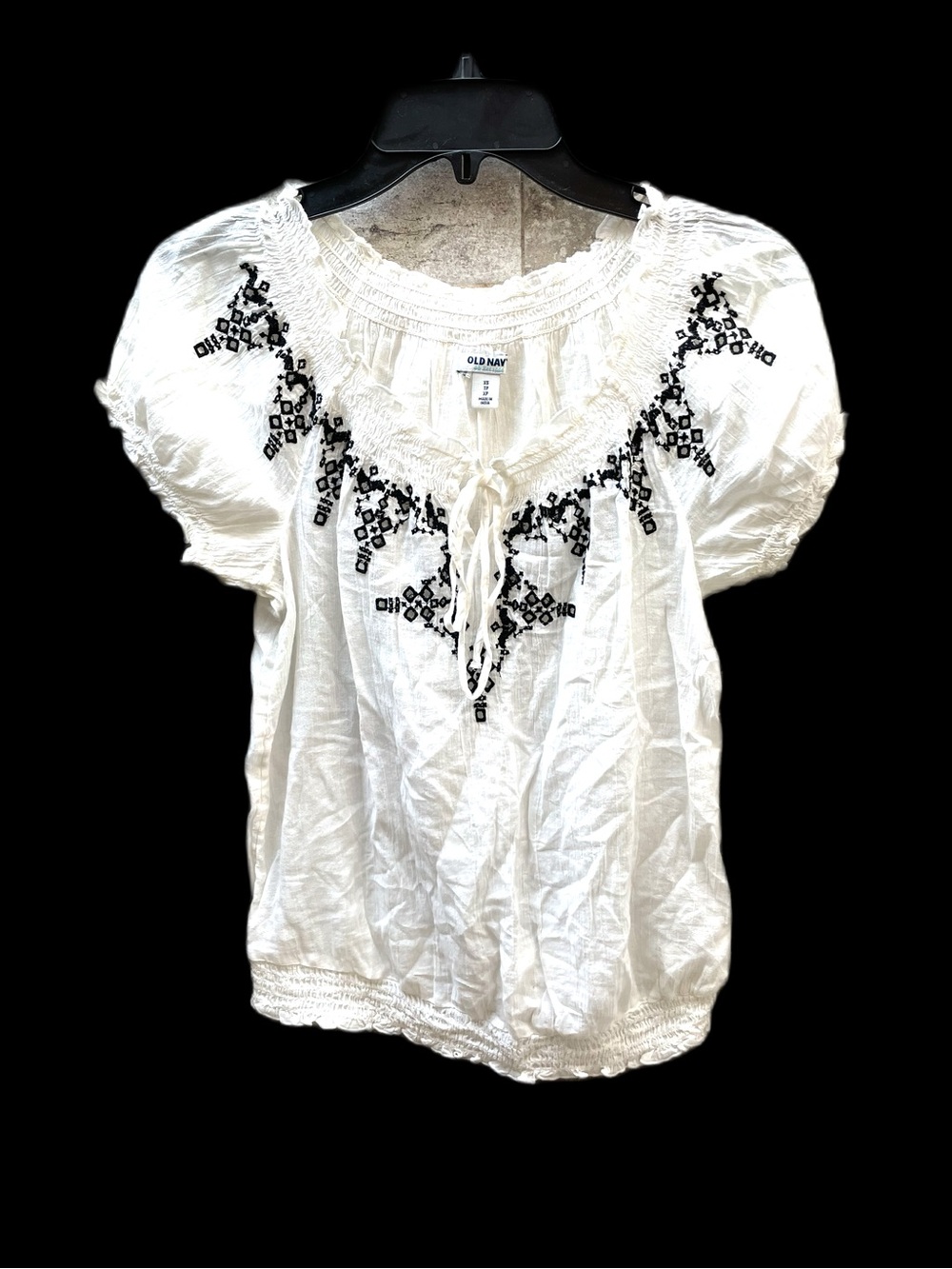 ❤️ OLD NAVY BLACK & WHITE PEASANT TOP SIZE XS